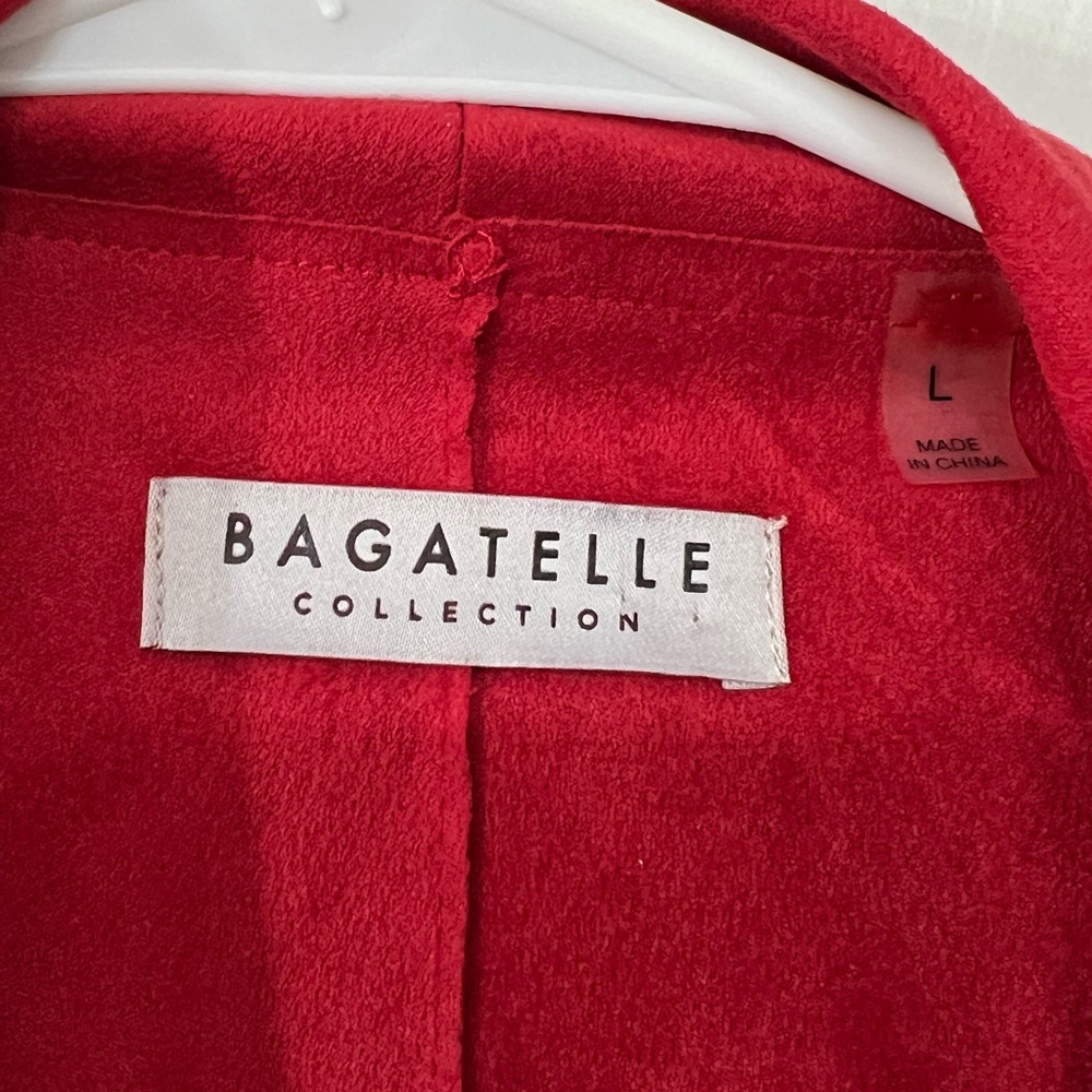 Bagatelle Collection Draped Faux Suede Red Jacket Size Large - Picture 3 of 9